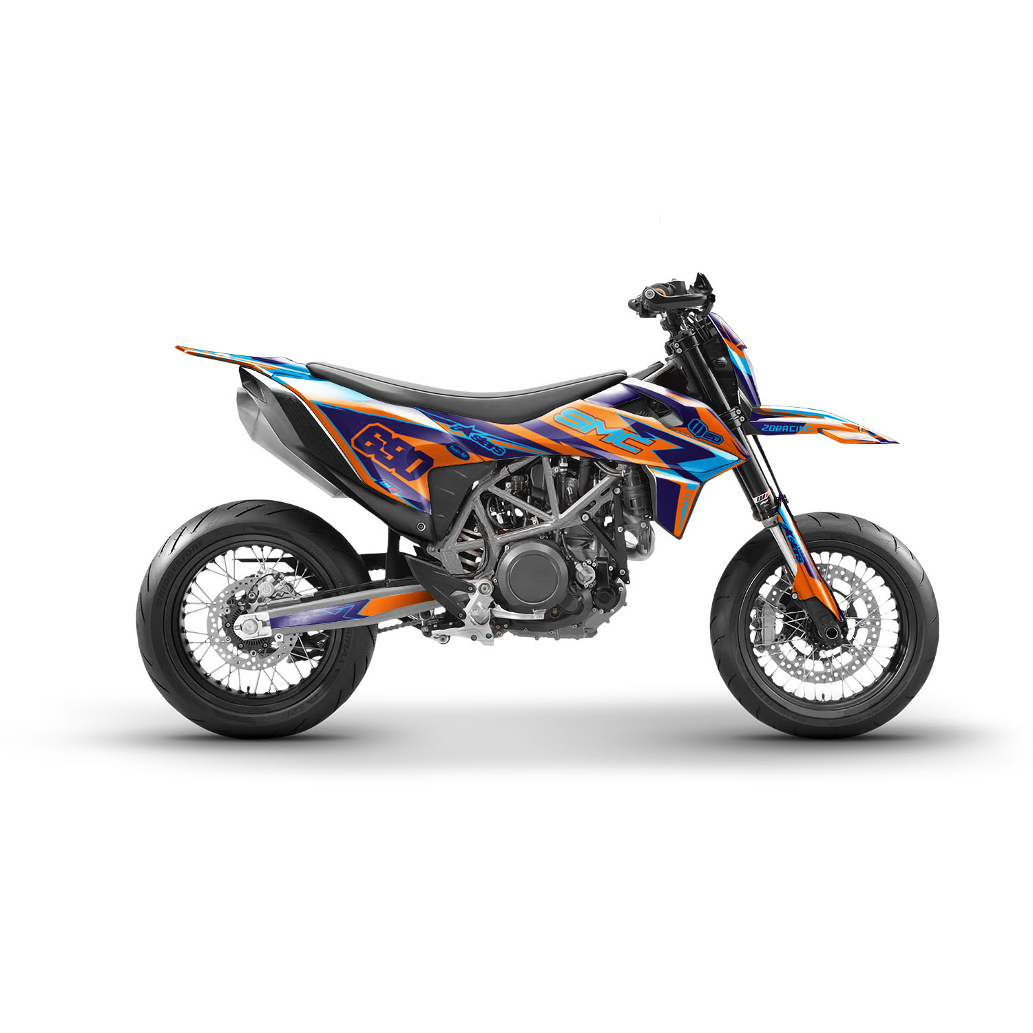 Kit déco Routière KTM 690 SMC R 2DR4 ORANGE BLUE