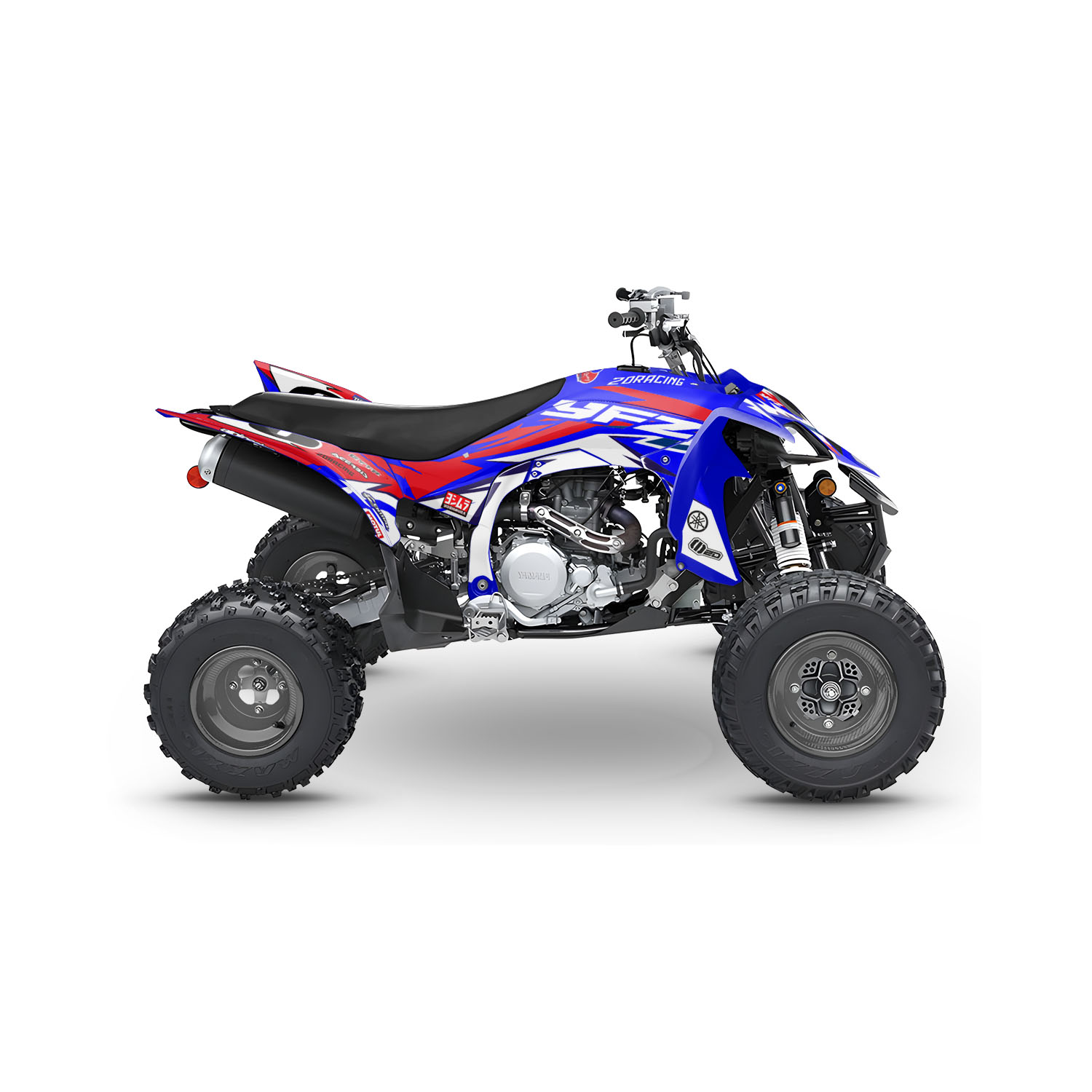 Kit D Co Quad YAMAHA 450 YFZ R 2DR4 BLUE RED 2D Racing 2DR 4 YAMAHA YFZ 450 2014 2023 BLEU ROUGE SIDE