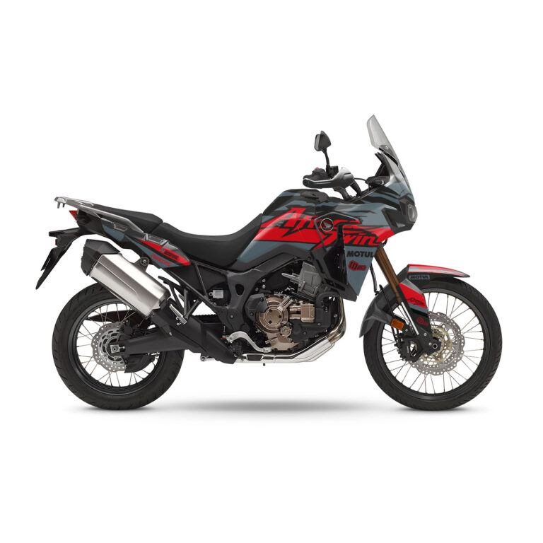 Vue de profil, d'un kit déco gris pour moto routière HONDA africa twin.