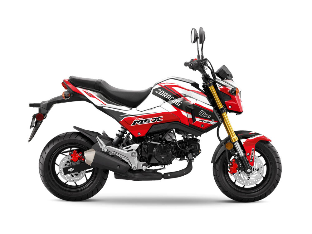 Vue de profil, d'un kit déco blanc pour moto routière HONDA MSX GROM.