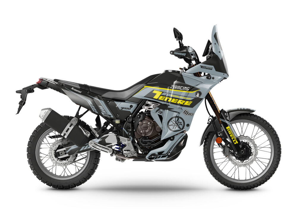 Vue de profil, d'un kit déco gris pour moto routière YAMAHA TENERE 700.