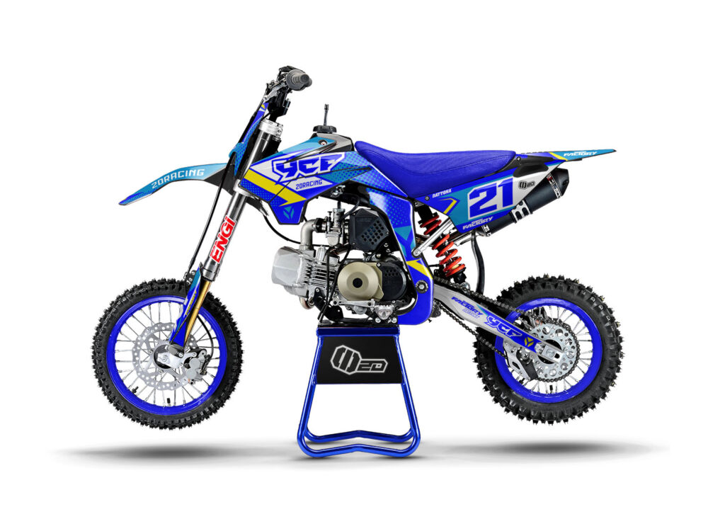 Kit Déco Motocross Vintage Yamaha PW 50 (1981) - Bleu - Plaques, Garde-boue, Protections
