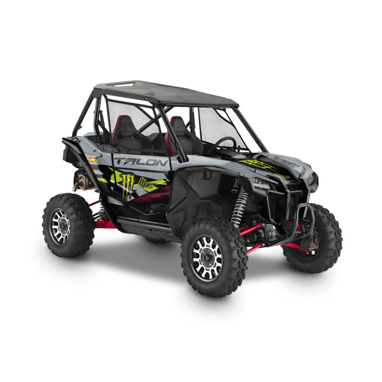 Vue de profil, d'un kit déco vert pour un SSV Honda talon 1000x.