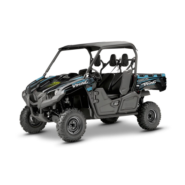 Vue de profil, d'un kit déco turquoise pour un SSV YAMAHA VIKING.