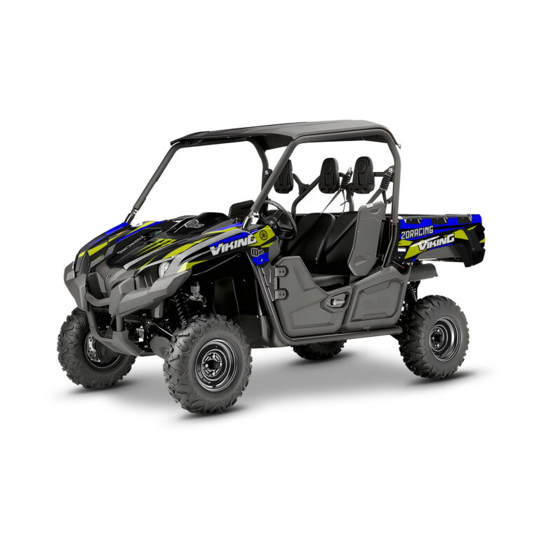 Vue de profil, d'un kit déco vert pour un SSV YAMAHA VIKING.