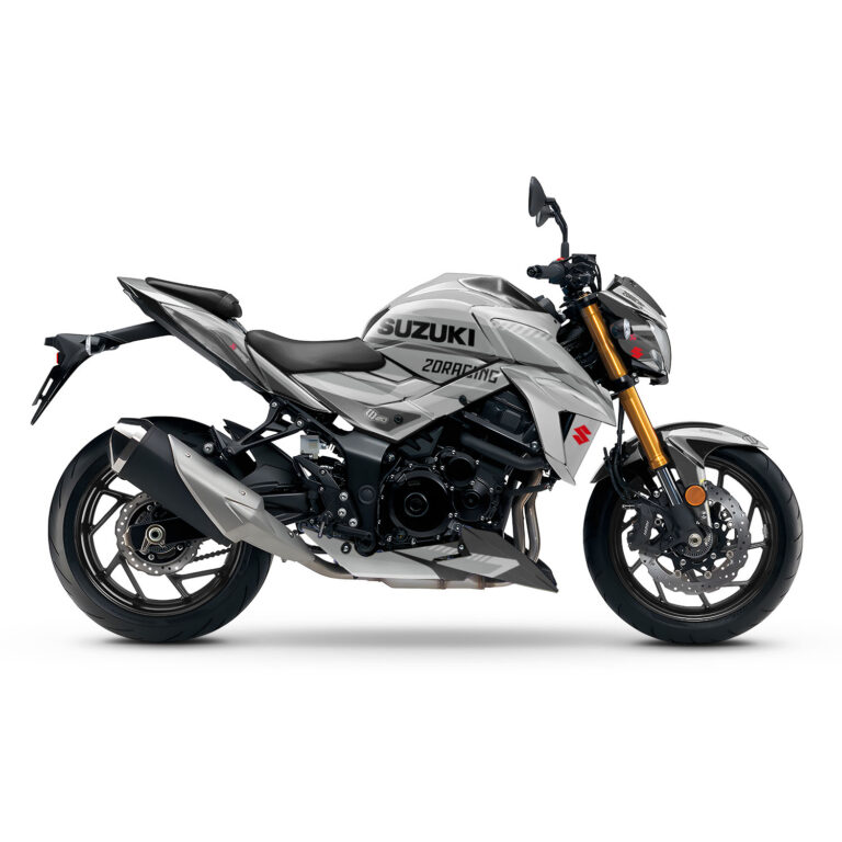 Vue de profil, d'un kit déco gris pour moto routière HONDA GSX-S