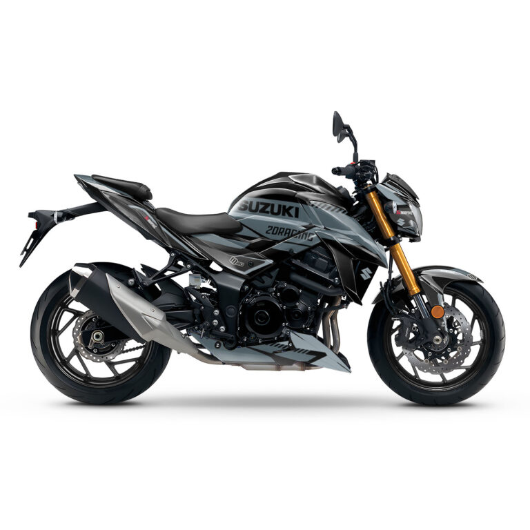 Vue de profil, d'un kit déco noir pour moto routière HONDA GSX-S