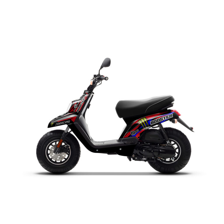 Vue de profil, d'un kit déco rouge pour 50cc YAMAHA BWS.