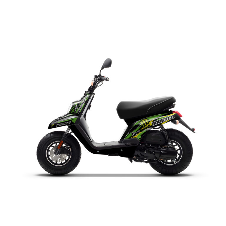 Vue de profil, d'un kit déco vert pour 50cc YAMAHA BWS.